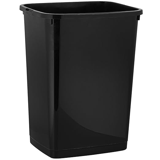 Superio Large Kitchen Trash Can 13 Gallon, 52 Qt Unlidded Waste Bin Only for Kitchen, Garage, Indoor and Outdoor Trash Can, Black