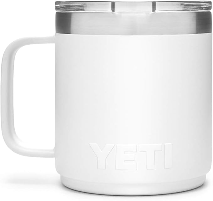 YETI Rambler 10 oz Stackable Mug, Vacuum Insulated, Stainless Steel with MagSlider Lid, White