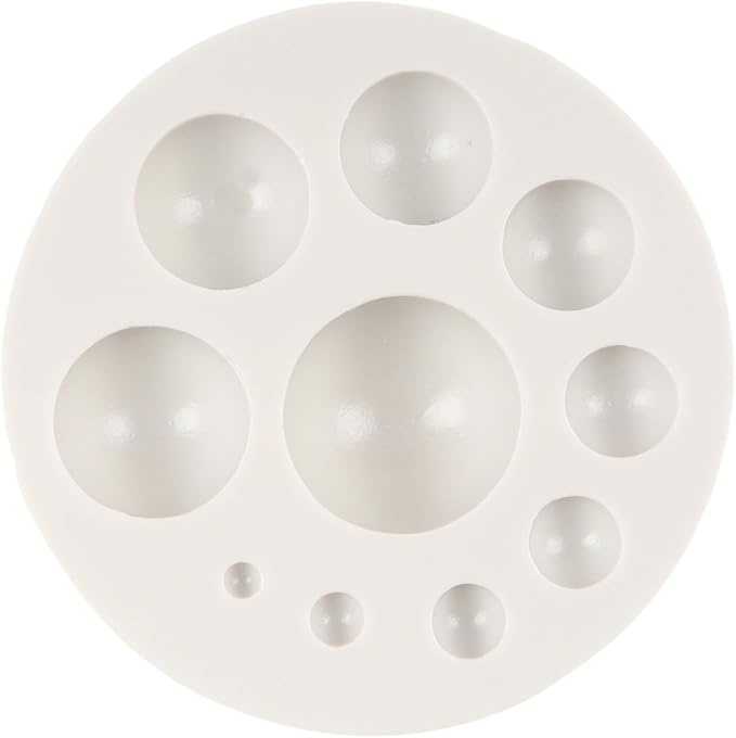Bear Silicone Fondant Molds Pearl Fondant Mold Ball Pearl Semi Sphere Chocolate Molds Bow Candy Mold For Baby Shower Cake Decoration Cupcake Topper Polymer Clay Gum Paste Set of 5