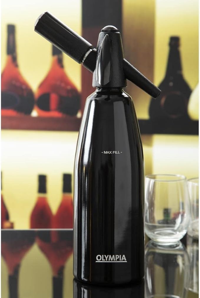 Olympia Soda Siphon Black 1L with New Useful Features for Better Experience