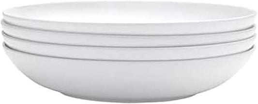 Mikasa Delray Bone China Pasta Bowls Set of 4, 9 Inch White Serving Bowls for Pasta, Salad, Soup, Lightweight and Durable Dinnerware