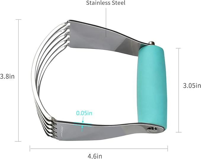 ALLTOP Pastry Blender Cutter,Stainless Steel Dough Masher for Butter, Biscuit,Baking, Kneading,Dough, Flakier and Fluffier Pie Crusts, Almond - Hand Kitchen Tool (1 Pack, Turquoise)
