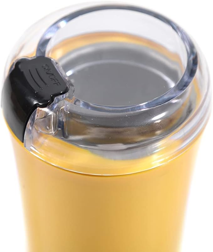 Electric Coffee Grinder, 150W Small Spice Grinder with Stainless Steel Blade, 50g Capacity One-Touch Mill for Coffee Beans, Pepper, Herbs, Nuts (Yellow)