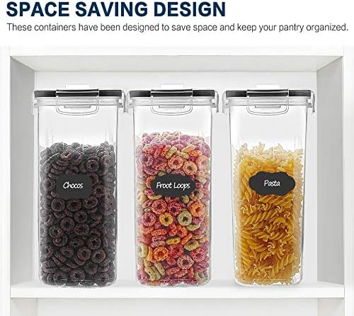 Cereal Container Set, MCIRCO Airtight Food Storage Containers ((4L /135.2oz) Set of 6, Cereal Dispensers with Measuring Tools