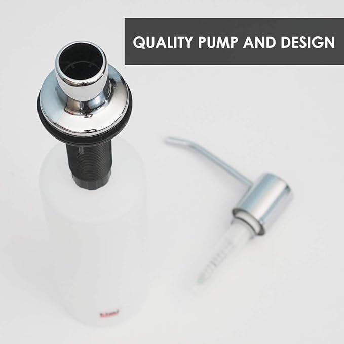 Soap Dispenser for Kitchen Sink (Chrome), Built in Soap Dispenser, Stainless Steel Pump Replacement