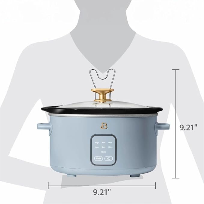 Beautiful 4-Quart Programmable Slow Cooker with Touch-Activated Display, Digital Timer, Keep-Warm Function & Removable Non-Stick Pot