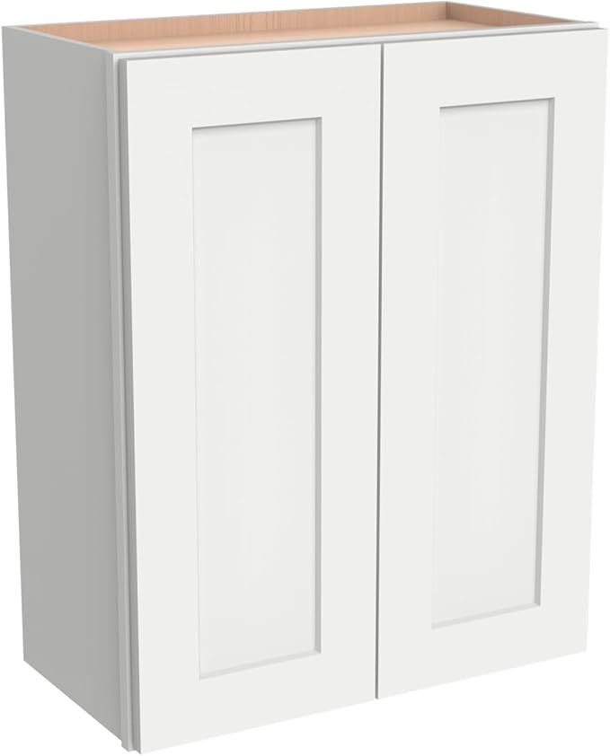 Wall-Mounted Cabinet – Solid Wood Shaker Style Medicine Cabinet with Adjustable Shelves & Soft-Close Doors for Bathroom, Kitchen, and Office Storage (Origami White, 39" W x 12" D x 36" H)
