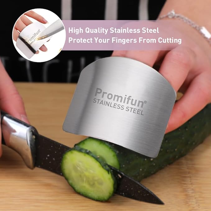 Finger Guards for Cutting, 4 Pcs Stainless Steel Finger Protector for Cutting Food, Knife Guard, Chopping Protector for Dicing and Slicing in Kitchens