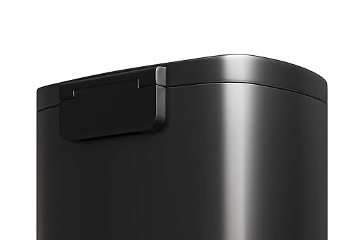 Garvee 13 gal / 50 L Metal Kitchen Trash Can with Lid, Large Rustproof Garbage Can for Kitchen, Step-on Trash Bin with Inner Bucket, Rear Handle, Soft Close Lid, Black