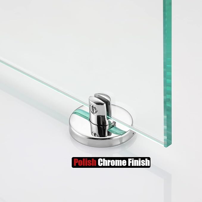 JQK Bathroom Glass Shelf Chrome, Tempered Glass Shower Storage 30 by 5 inches, 304 Stainless Steel Polished Chrome Wall Mount, TGS101L30-CH