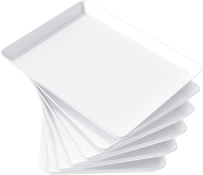 Lifewit Serving Tray for Party Supplies, Reusable Serving Platter for Catering, Snack, Fruit, Charcuterie, Appetizer, Plastic Food Trays, Hosting Essentials, BPA Free, 6 Pcs, Extra Large(16" x 12")