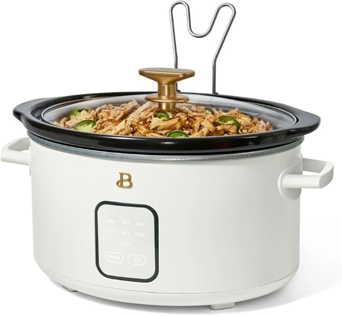 Beautiful 4-Quart Programmable Slow Cooker with Touch-Activated Display, Digital Timer, Keep-Warm Function & Removable Non-Stick Pot