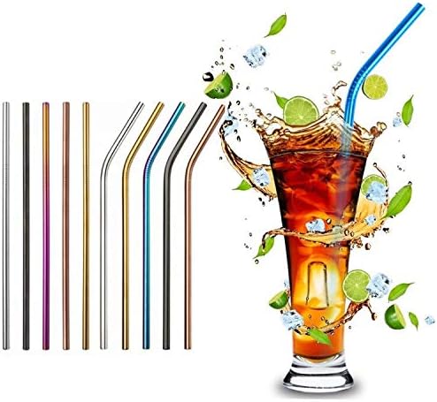 Purple Reusable Stainless Steel Metal Straw 100 Pack in Bulk Order (8.5" Long, Purple-100pcs Straight)