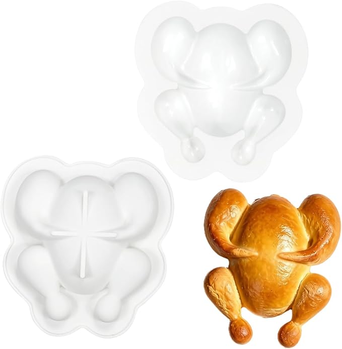 Silicone Mousse Mold, Christmas Turkey Silicone Cake Pan, Dishwasher Safe, Lightweight, Easy Storage, for Mousse Cake, Bread, Brownie (A_ Turkey)