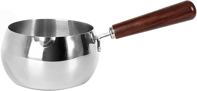 IMEEA 40oz Milk & Butter Warmer Pot SUS304 Stainless Steel Sauce Pot with Wooden Handle, Suitable for 2–3 Servings of Milk, Butter & Small Sauces