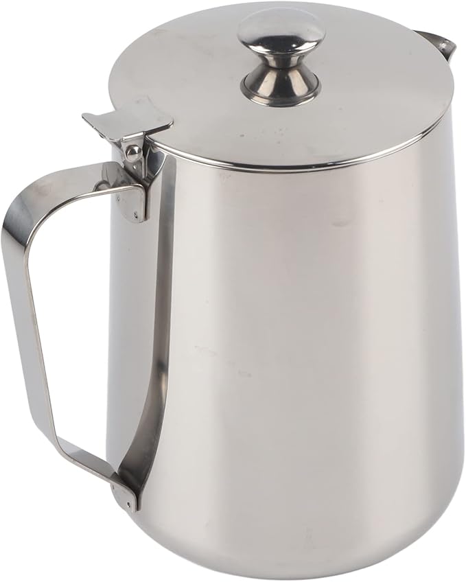 Stainless Steel Milk Frothing Pitcher with Lid for Latte Coffee Art, Small 3oz Creamer Jug, Metal Barista Set, Mini Cup for Health Gear Coffee (1500ML)