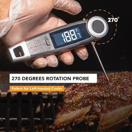 Finaltouch X10 Instant Read Digital Meat Thermometer NSF Certified Waterproof Professional for Cooking Grilling BBQ Baking Candy Oil with Rotating Probe and Backlit Display (Tangerine Tart)