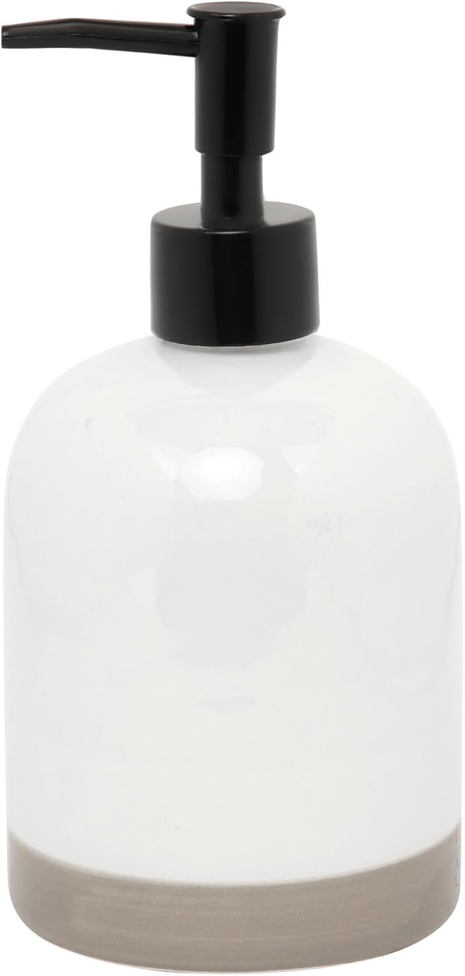 Young's Inc Farmhouse Soap Dispenser, Decorative Dish and Hand Soap Dispenser for Country Bathroom and Kitchen Counter, White, 7 Inches