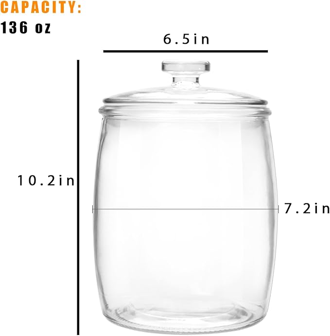 Maredash 1 Gallon glass jars, Cookie Jar & Candy Jar with Lid, Large Food Storage Container,glass jar with lid for Buffet, Coffee & Flour, Laundry Room Storage & Pantry 2pcs