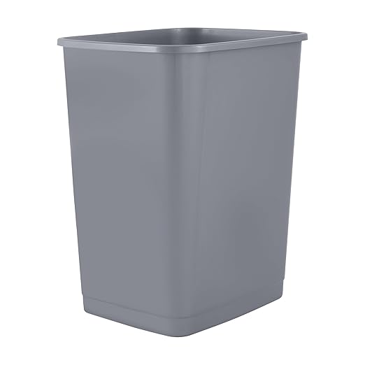 Superio Small 2.5 Gallon Plastic Trash Can, Unlidded Waste Bin Only for Under Desk, Office, Bedroom, Bathroom- 10 Qt, Grey