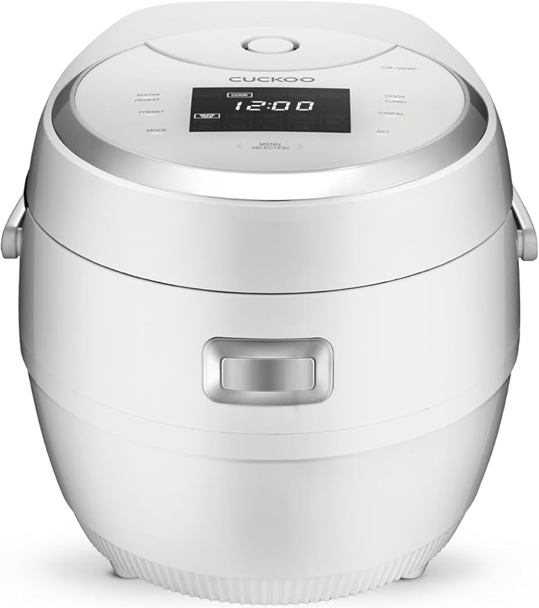 CUCKOO Micom Rice Cooker 10-Cup Uncooked / 20-Cup Cooked with Nonstick Inner Pot, Large Rice Maker with 16 Menu Options, Fuzzy Logic Technology, Auto Clean Mode, LCD Display, White (CR-1020F)