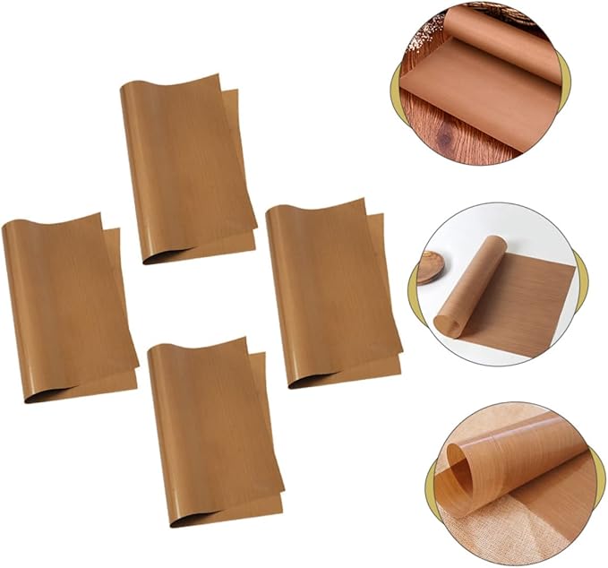 4 Sheets Heat Resistant Baking Mat Ptfe Transfer Sheets for Oven Liner Non Stick Baking Tray Cloth Cookies Pastries and More for Kitchen and Bakery Use