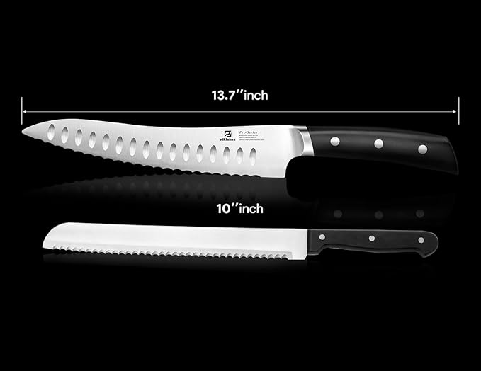 Piklohas Resharpenable Bread Knife for Homemade Bread, 8 Inch Serrated Sourdough Knife with Offset Handle, Innovative Wavy Edge for Clean Slices Crusty Bread, Bagels, Pineapple & Tomatoes, Gift Box