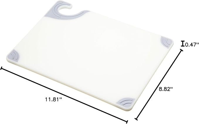 San Jamar Saf-T-Grip Plastic Cutting Board with Safety Hook, 9" x 12" x 0.375", White