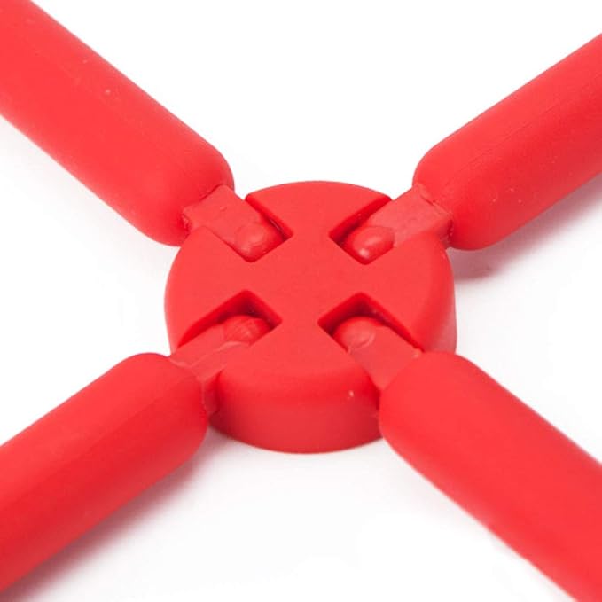 3/Pack Foldable Silicone Trivets, FENGCHEN Folding Trivet, Non-Slip Collapsible Cross Compact Design Expandable Silicone Pot Holder,Red