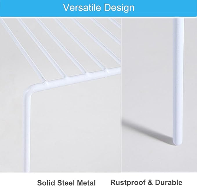 iPEGTOP Kitchen Cabinet Storage Shelf Rack, Set of 2 Large (15.7 x 9.4 Inch) Rustproof Metal Wire Shelves Spice Shelf Rack Cupboard Organizer for Pantries Countertops Utensils Organization, White