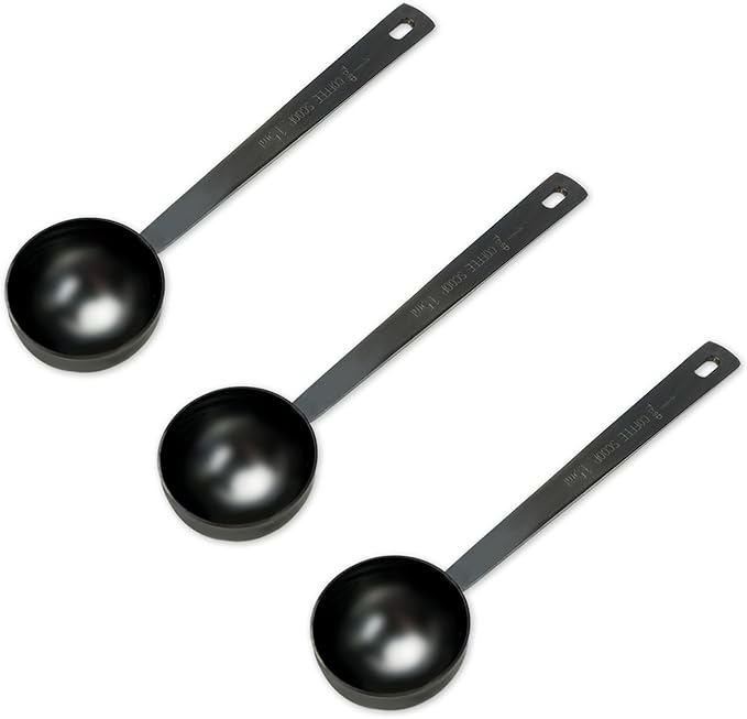 3Pcs Coffee Measuring Scoop Spoons, Stainless Steel Coffee Scoop, Long Handle Tablespoon for Measuring Coffee, Milk Powder, Fruit Powder, Tea, Sugar, Grains, Flour and Protein (Black)