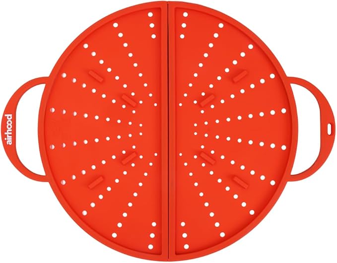 AirHood Silicone Splatter Screen – Foldable Grease Guard for Frying Pans & Induction Cookers – Heat-Resistant, BPA-Free, Dishwasher Safe, 2-in-1 Trivet & Splatter Screen - Orange