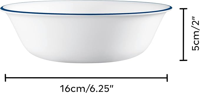 Corelle Dinnerware Set (4pc Set, Ocean Blues)-Set for 4 | Includes 4 x Cereal/Soup Bowls | 80% Recycled Glass | 3 X More Durable, Half the Space & Weight of Traditional Ceramic