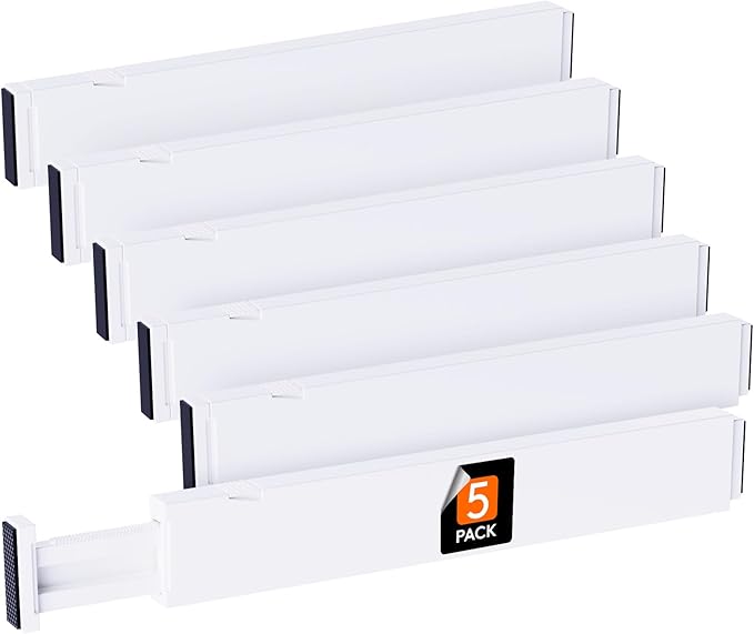 Lifewit Silverware Drawer Organizer, Expandable Utensil Tray for Kitchen, 5 Pack Kitchen Drawer Dividers 2.36" High, 16"-22" Adjustable Drawer Organizer