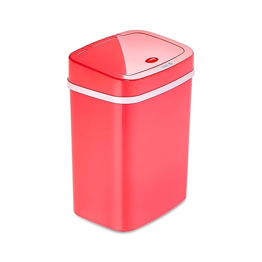 Touchless Motion Sensor Trash Can with Sealing Lid Automatic Soft Close Silent Bathroom Kitchen Office Waste Bin Narrow Rectangular ABS Hands Free Smart Home Garbage Container (Rose)