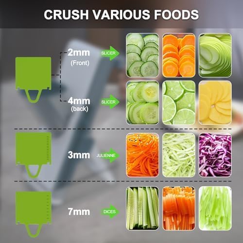 Mandoline Slicer Safe Multifunctional Dicer Adjustable Commercial Slicer Machine Stainless Steel Chopper (White Green)