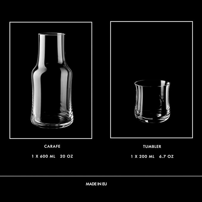 Krosno Water Drinking Night Bedside Water Carafe & Tumbler Set, Set of 2, 20.3 and 6.8 oz, Splendour Collection, Home Restaurant Events Parties, Dishwasher Safe, Gift Idea, Made in Europe