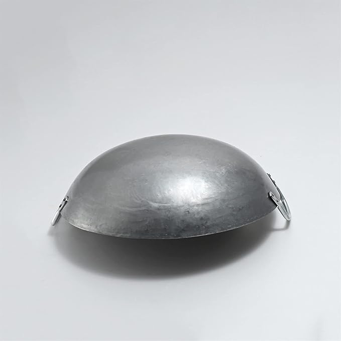 Wok Pfanne Traditioneller Handgehämmerter Wok Aus Refined Iron Mit Two Handles，1,8 MM Dick Wok (Rundboden) (Size : 34cm/13.3in)