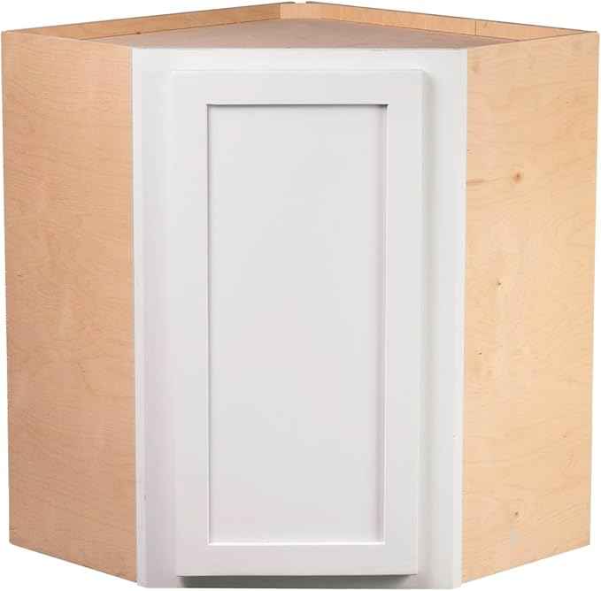 Quicklock RTA (Ready-to-Assemble) 42" Tall Wall Kitchen Cabinets - Shaker Style | 100% Hardwood | Made in America | Soft Close Hardware (Pure White, 12" D x 24" W x 42" H Corner)