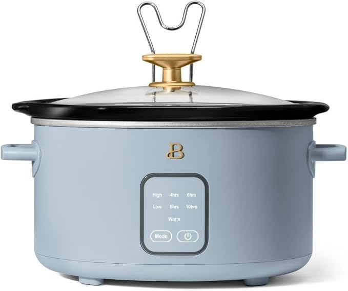 Beautiful 4-Quart Programmable Slow Cooker with Touch-Activated Display, Digital Timer, Keep-Warm Function & Removable Non-Stick Pot