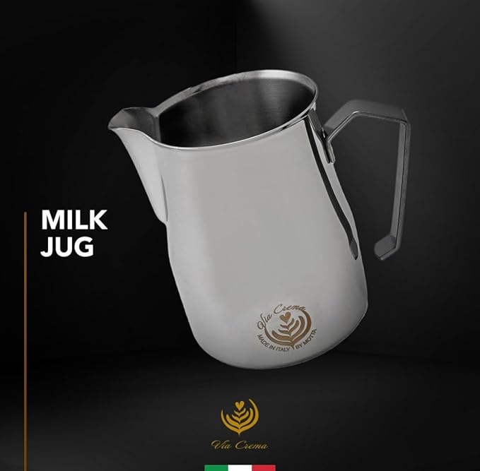 VIA CREMA Stainless Steel Milk Frother Jug for Coffee Machine Milk Frothing Pitcher