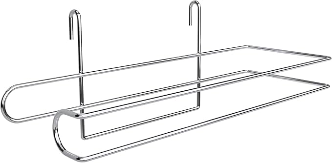 CroBlissful Paper Towel Holder for Wire Shelving 5'' D x 12'' W x 4.5'' H Hanging Paper Towel Holder Wire Shelf Accessories for Camp Dorm Laundry Room Stove Kitchen(Silver)