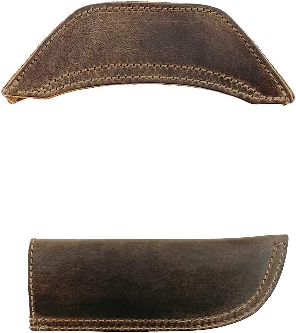 Hide & Drink, Rustic Leather Hot Handle Holders (Set of 2) Panhandle, Side Kick, Assist Grip for Cast Iron Skillets & Pans, Double Layered, Handmade (Bourbon Brown)