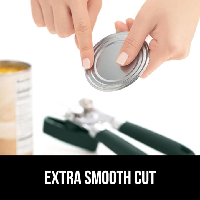 GORILLA GRIP Heavy Duty Stainless Steel Smooth Edge Manual Can Opener and Bottle Openers, Soft Comfortable Handle, Oversized Handheld Turn Knob, US Designed Multifunctional Kitchen Tool, Hunter Green