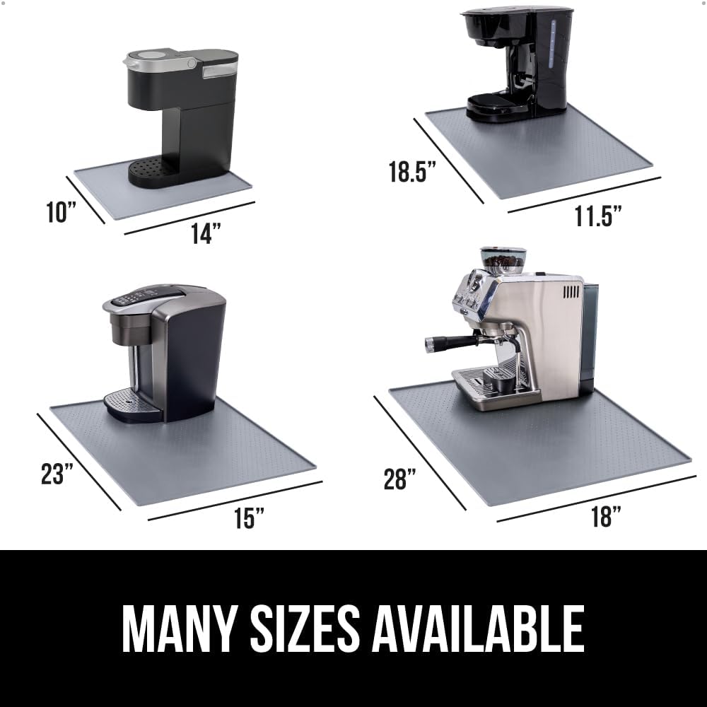 GORILLA GRIP Silicone Coffee Mat, 15x23, Espresso Drink Bar Station Accessories, Use Under Machine, Waterproof Heat Resistant Multi-Use Dish Drying Mats, Stays in Place, Kitchen Home Decor, Gray