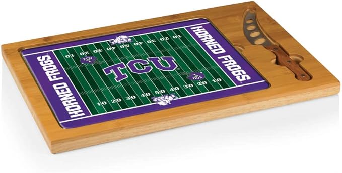 PICNIC TIME NCAA Icon Glass Top Cutting Board & Knife Set, Cheese Boards Charcuterie Boards, Serving Platter, (Parawood & Bamboo)