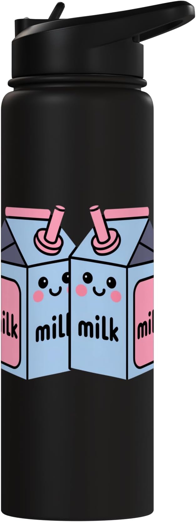 Milk Carton Kawaii Cute Smiling Milk Stainless Steel Insulated Water Bottle
