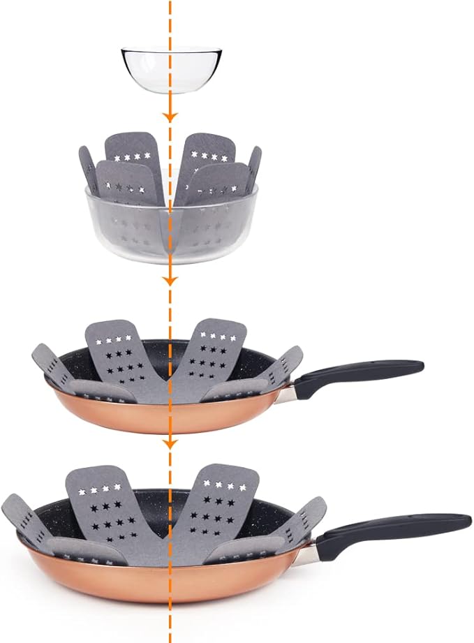 BYKITCHEN Pan and Pot Protectors, Larger & Thicker Pan Protectors with Stars, Set of 6 and 3 Different Sizes, Pot Protectors for Stacking and Protecting Your Cookware