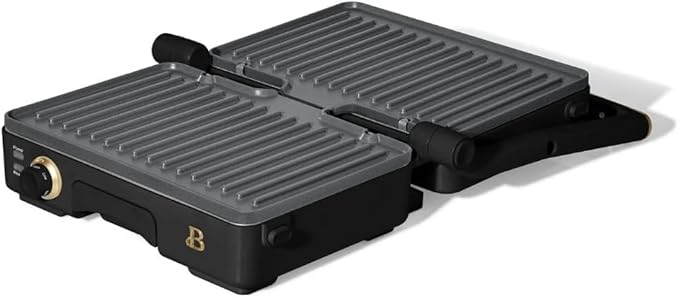 Panini Press Indoor Grill 1 2-in-1200W Non-Stick Removable Plates Sandwich Maker by Drew Barrymoree. (Black Seaseme)