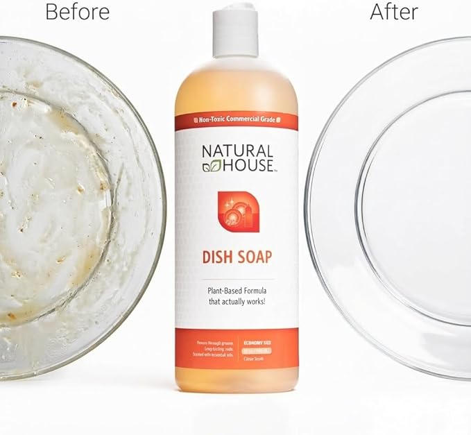 Enzyme Hand Dish Soap Refill Bulk - Natural House Scrubby - Probiotic Formula Cuts Grease, Gentle on Hands - Plant-Based, Septic Safe - Citrus Scent - 128 oz